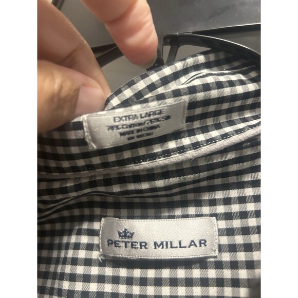 Peter Millar Shirt Mens XL Nanoluxe Gingham Check Button Down Maker’s Mark Logo - Picture 4 of 5